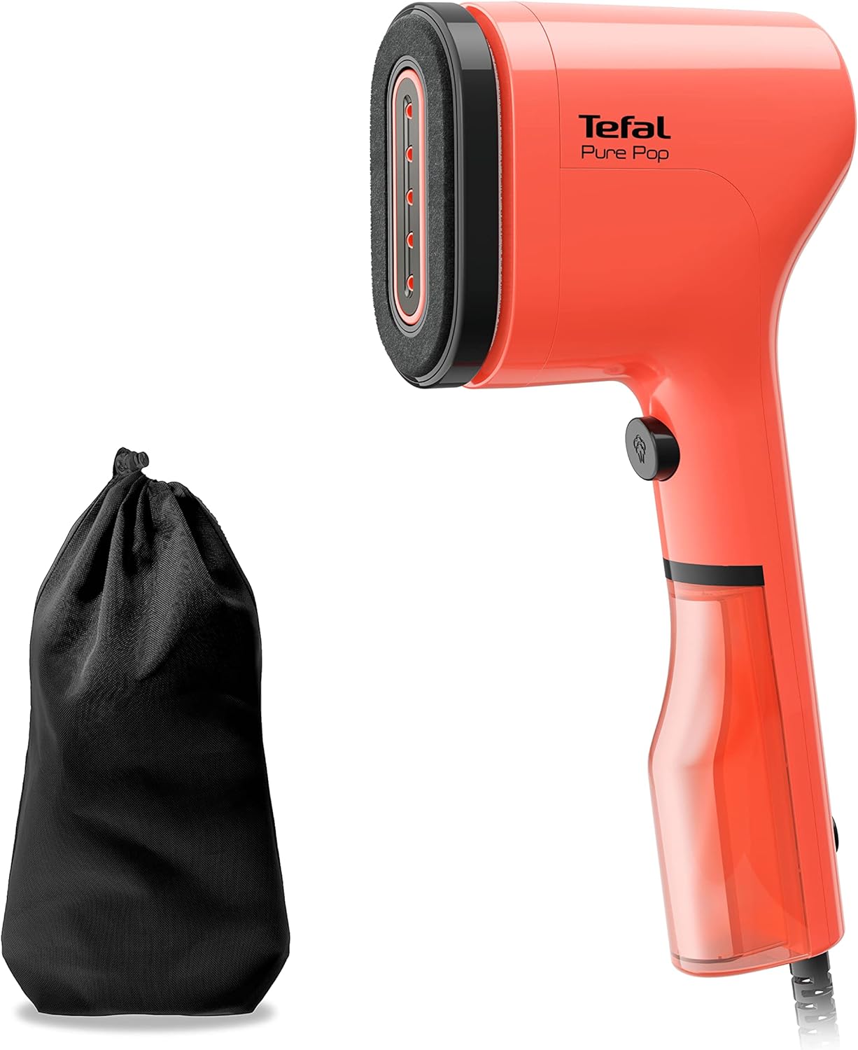 Tefal DT2022 Pure Pop Dampfbürste | 1300 W | 70 ml Wassertank | entfernt bis zu 99,99% der Viren/Bakterien/Keime | schnelles Aufheizen | 20 g/Min. kontinuierliche Dampfabgabe | Korallenrot/Schwarz